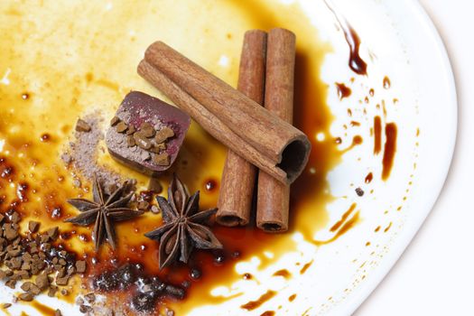 Chocolate candy isolated with anice and cinnamon