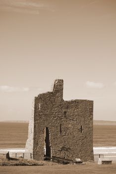 ballybunion castle ruins on the wild atlantic way in county kerry ireland as seen from the land