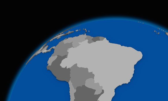 south America on planet Earth, political map