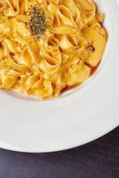 Italian pasta with a sauce of four kinds of cheese