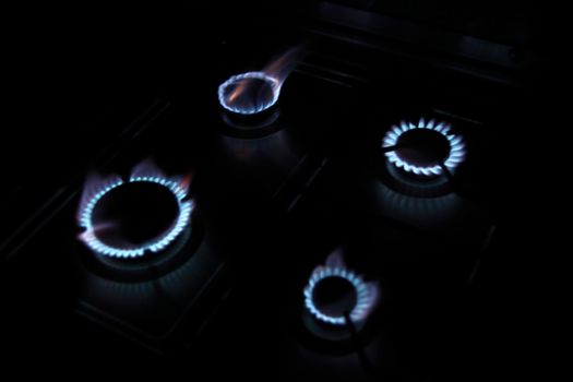 four flame a gas stovel in home cooking