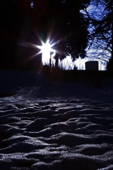 light reflection on the snow