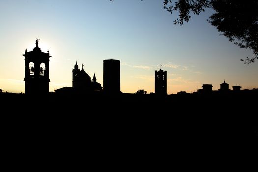 city of bergamo silhouette old town