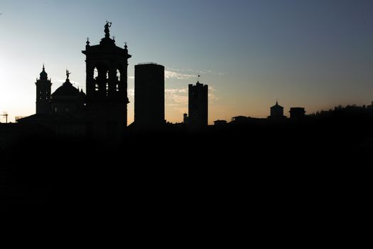 city of bergamo silhouette old town 