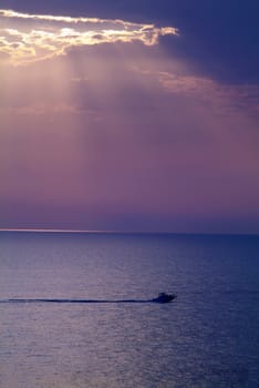  sunset over the sea in croatia with ship