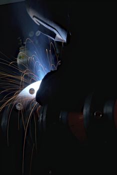 man at work welding action