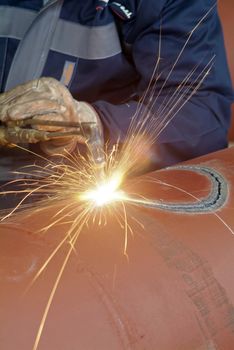 man at work welding action