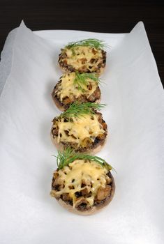 champignons with vegetable stuffing and cheese