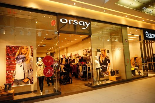 POZNAN, POLAND - MARCH 16, 2014: Entrance of an Orsay clothing store