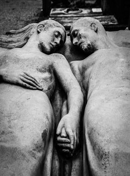 Detail of a more than 100 years old tomb dedicated to a married couple