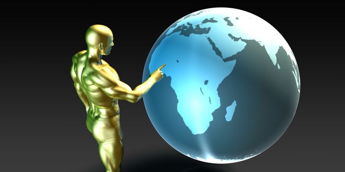 Businessman Pointing at Africa or African Business Investment
