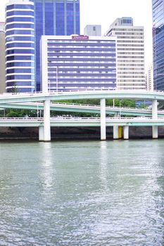View of Brisbane City from Southbank in the late afternoon.