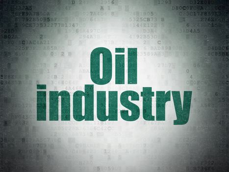 Manufacuring concept: Painted green word Oil Industry on Digital Paper background