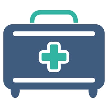 Medical Baggage glyph icon. Style is bicolor flat symbol, cobalt and cyan colors, rounded angles, white background.
