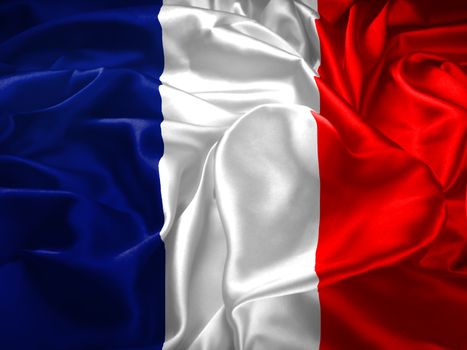 Illustration of waving French flag close up