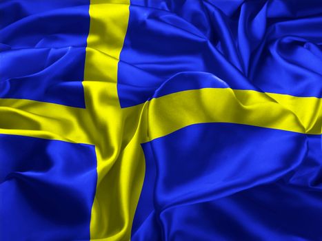 Big Flag of Sweden in the form of heart close up