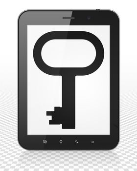 Privacy concept: Tablet Pc Computer with black Key icon on display