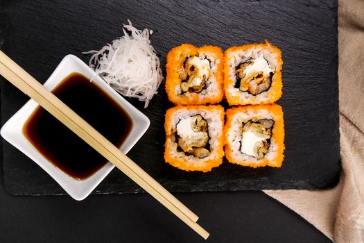 Food. Delicious sushi on the table