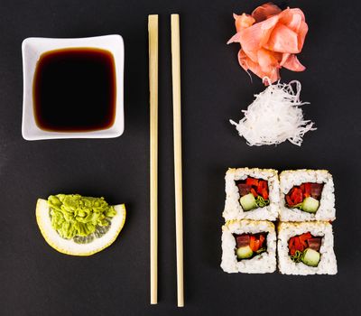 Food. Delicious sushi on the table