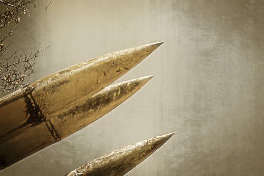 Grunge Army Missile.  Photo textured in old color image style.