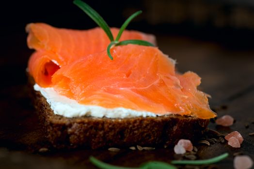 Sandwich with cream cheese and smoked salmon