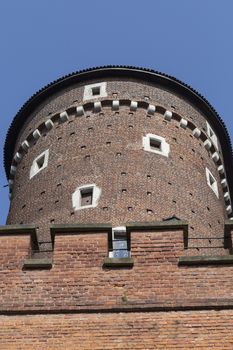 view on Sandomierska Tower on Wawel Royal Castle , Cracow, Poland