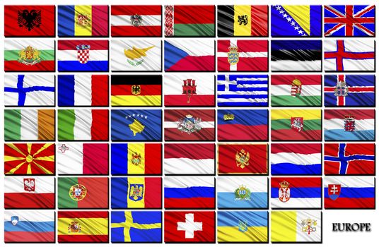 Flags of European countries in alphabetical order