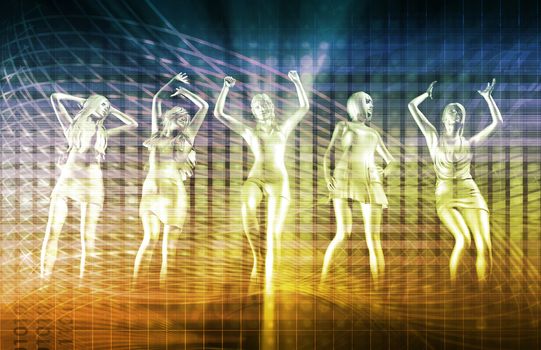 Disco Party Girls Celebrating a Special Night Out