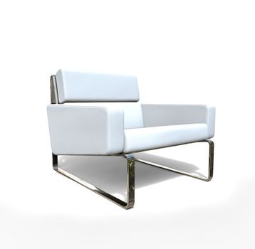 White modern armchair on white background.