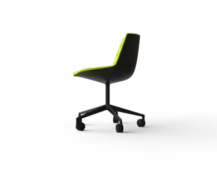 White modern office chair on white background - side view.