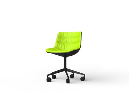 Bright green modern office chair on white background.