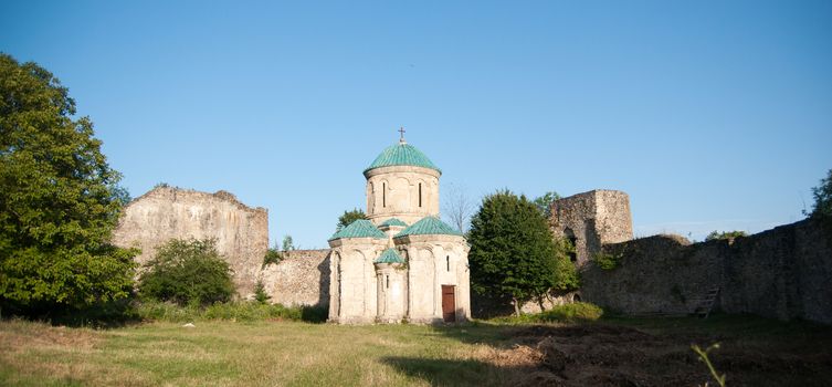 Church inside a castle ruins in Georgia mountains