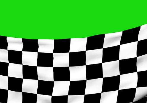 Background with waving racing three-dimensional checkered flag of end race.