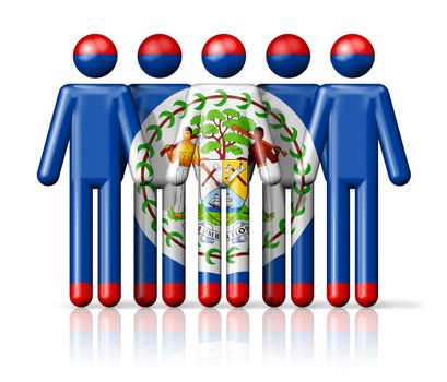Flag of Belize on stick figure - national and social community symbol 3D icon