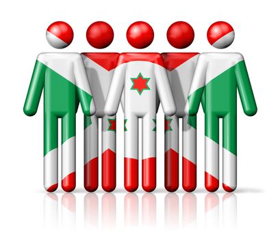 Flag of Burundi on stick figure - national and social community symbol 3D icon