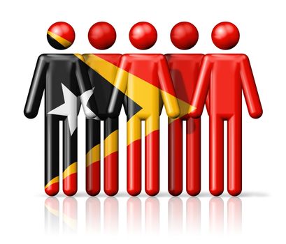 Flag of East Timor on stick figure - national and social community symbol 3D icon
