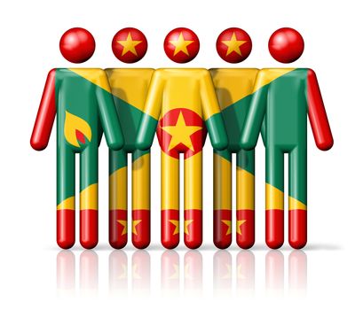 Flag of Grenada on stick figure - national and social community symbol 3D icon