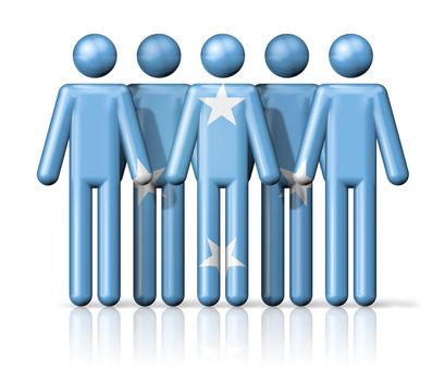 Flag of Micronesia on stick figure - national and social community symbol 3D icon