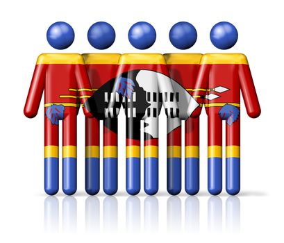 Flag of Swaziland on stick figure - national and social community symbol 3D icon