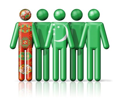 Flag of Turkmenistan on stick figure - national and social community symbol 3D icon