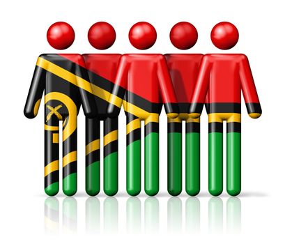 Flag of Vanuatu on stick figure - national and social community symbol 3D icon