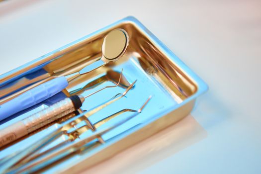 Closeup of a modern dentist tools, burnishers