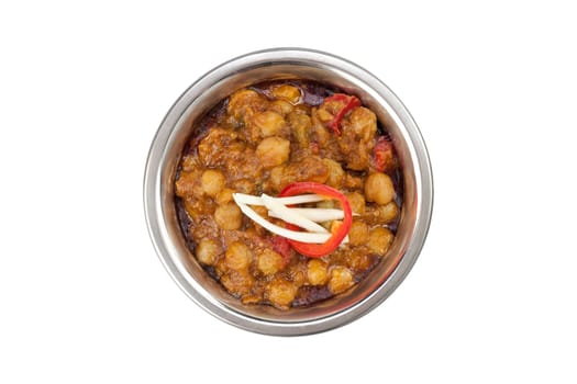 Delicious Indian Chickpea Curry Channa Masala On White