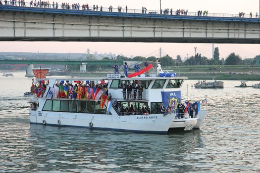 Competitors at Belgrade Boat Carnival held on Avgust 29 2015 at Belgrade,Serbia