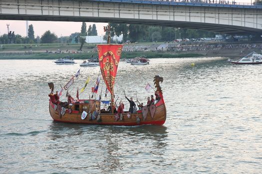 Competitors at Belgrade Boat Carnival held on Avgust 29 2015 at Belgrade,Serbia