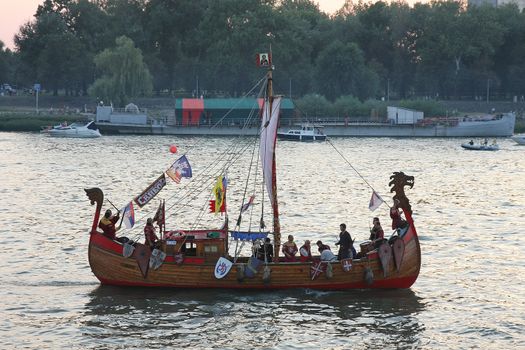 Competitors at Belgrade Boat Carnival held on Avgust 29 2015 at Belgrade,Serbia