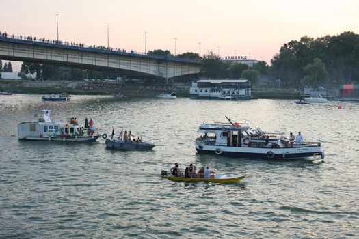 Competitors at Belgrade Boat Carnival held on Avgust 29 2015 at Belgrade,Serbia