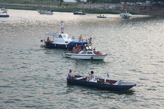 Competitors at Belgrade Boat Carnival held on Avgust 29 2015 at Belgrade,Serbia