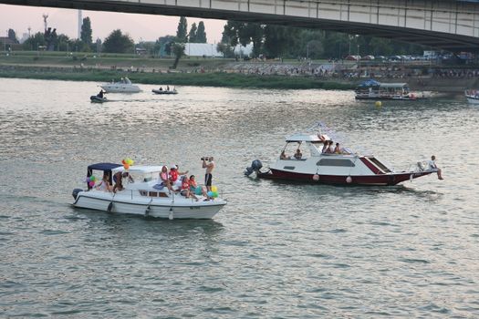 Competitors at Belgrade Boat Carnival held on Avgust 29 2015 at Belgrade,Serbia