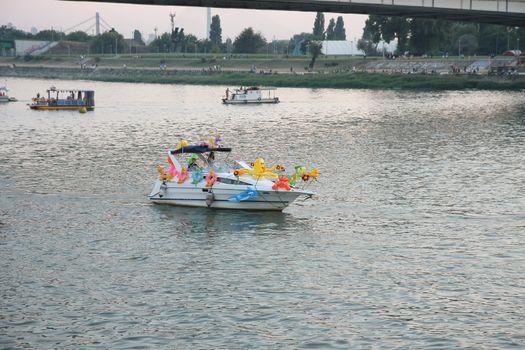 Competitors at Belgrade Boat Carnival held on Avgust 29 2015 at Belgrade,Serbia